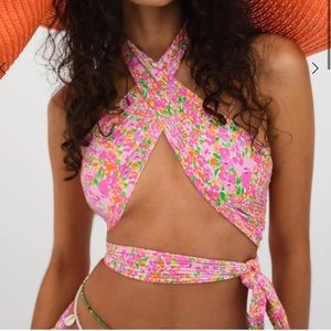 NWT For Love & Lemons Dixie Swim Wrap Top Size M